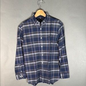 Banana Republic Blue Plaid Men's Shirt, Untucked design, organic cotton